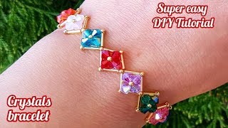 Colorful crystals bracelet/Simple and elegant bracelet/Easy jewelry making at home/Diy Beading