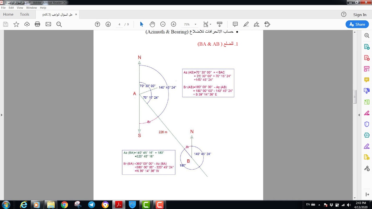 كيفية حساب أحداثيات رؤوس المضلع المغلق