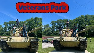 Family feast at veterans memorial park in Richmond, Indiana