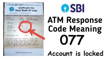 SBI ATM Error Code 077 Account is locked | SBI ATM Response Code 077 | How To Fix 077 ATM ERROR