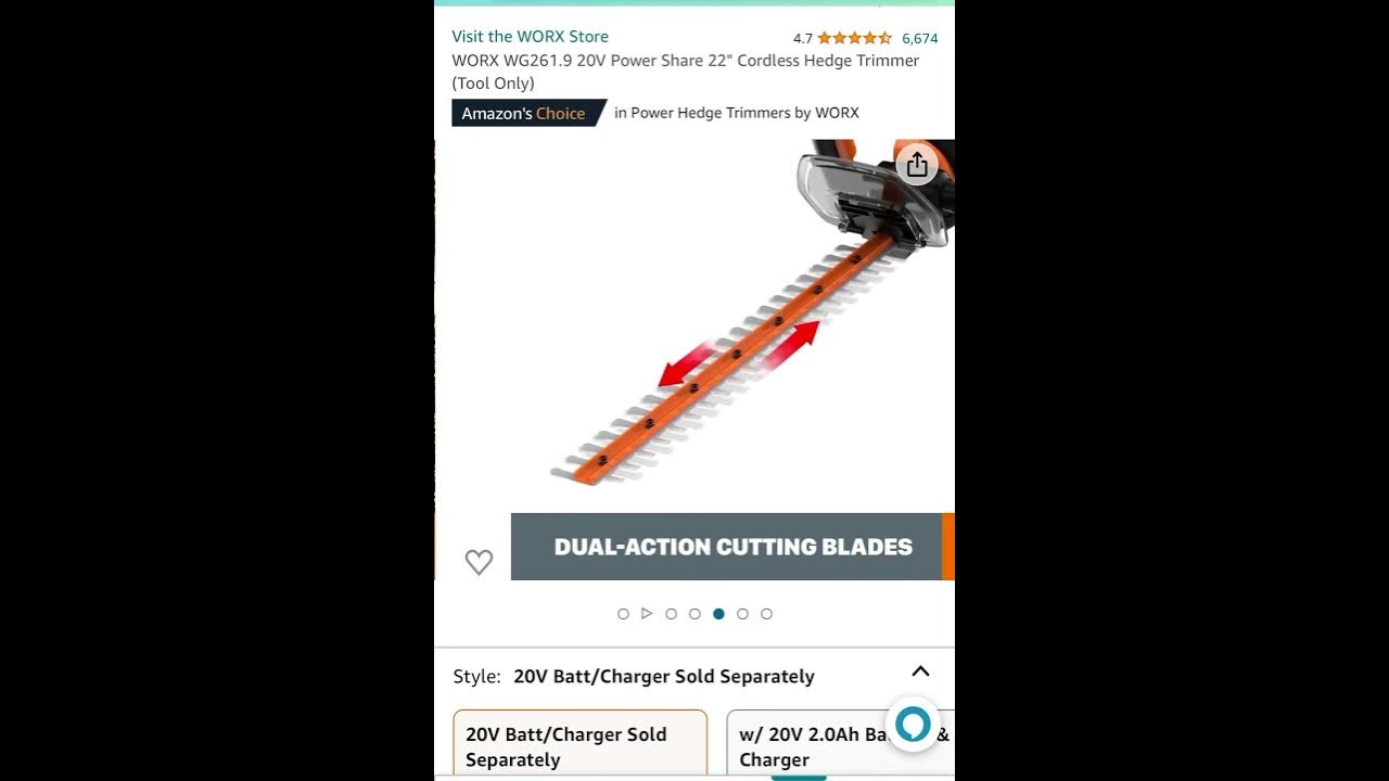 41 off WORX WG261.9 20V Power Share 22" Cordless Hedge Trimmer YouTube