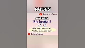 B.Sc. Semester-4| Unit-4 NOTES| Full Video With Notes on Channel #statisticsnotes
