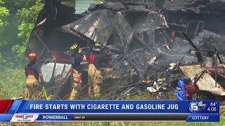 Harriman house fire starts with cigarette and gasoline jug