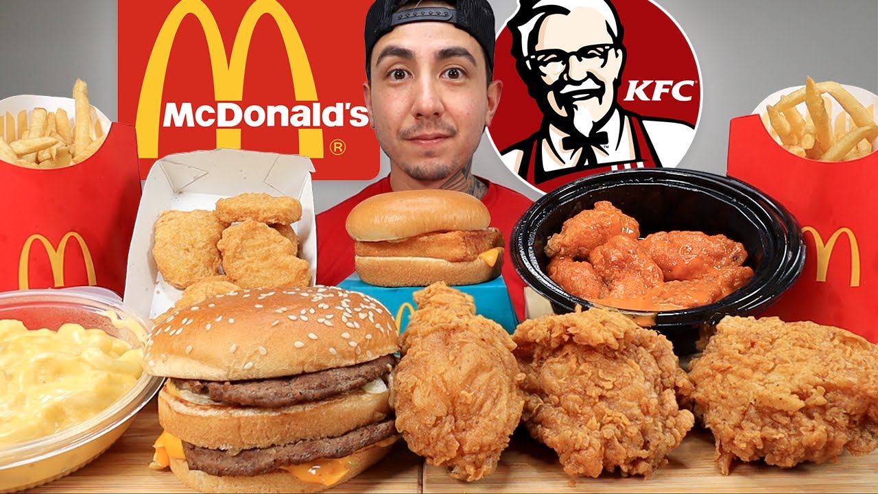 MUKBANG EATING Mcdonald's Big Mac, Filet O Fish, KFC CRISPY Fried Chicken, Fried Buffalo Wings