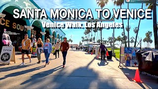 Sunny Santa Monica Pier to Venice Beach Board Walk Tour | 5K 60 | Natural Sounds