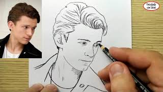 VERY EASY , How to draw tom holland spiderman no way home avengers / learn drawing academy