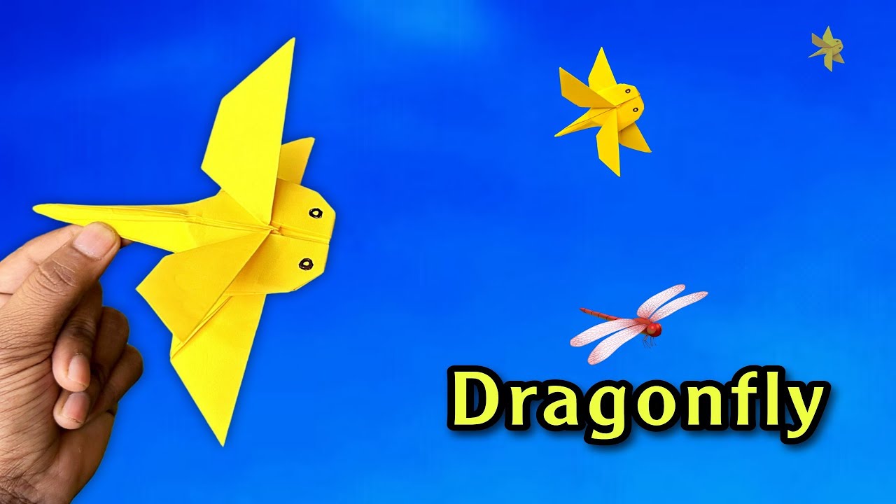 how to make flying paper dragonfly, paper dragonfly, origami paper toy, best paper dragonfly toy