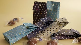折り紙1枚で作るミニ袋♪ラッピング アイデア |  Origami wrapping idea