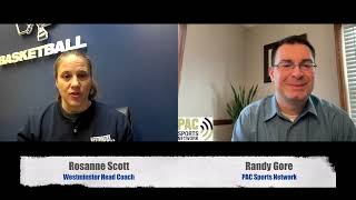 Halftime interview with Westminster women's coach Rosanne Scott (2023-24)