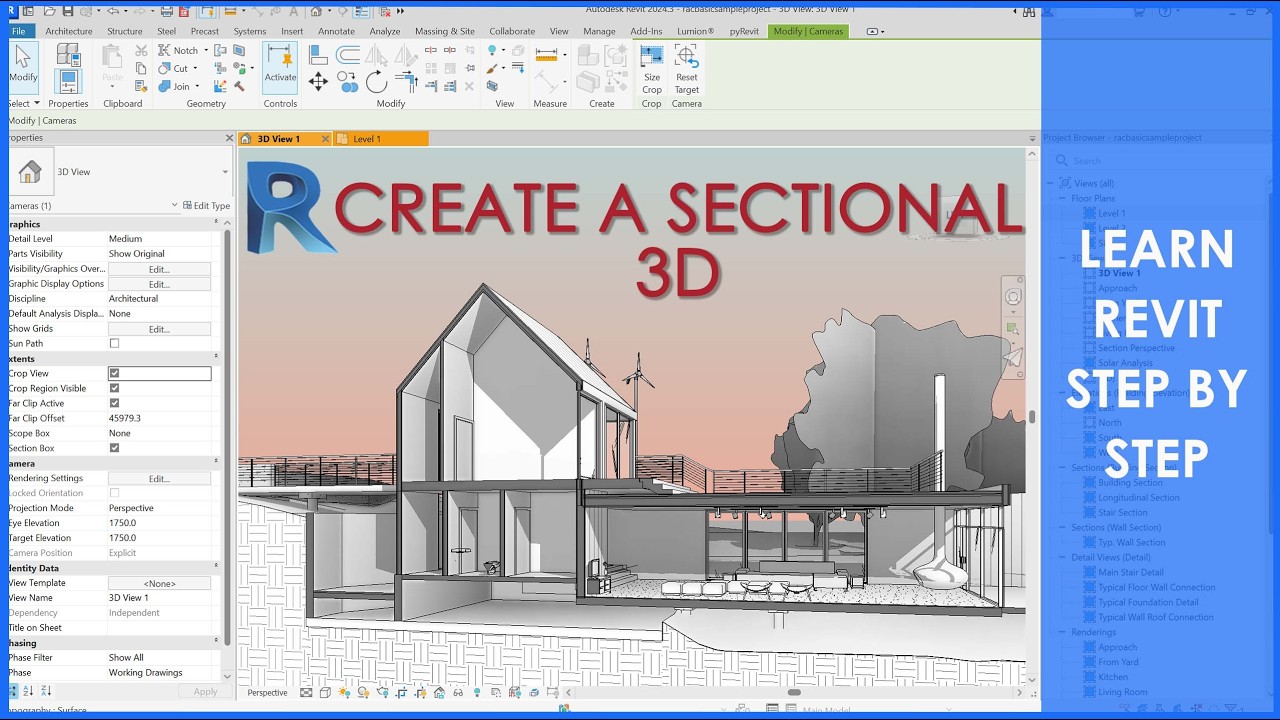 How to Create Sectional 3D View in Revit | Revit Section Box Tutorial ...