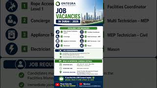 Ontegra Facilities Management Job Vacancies in Dubai 2026 #dubaiwalkininterview #uaehiring #viral