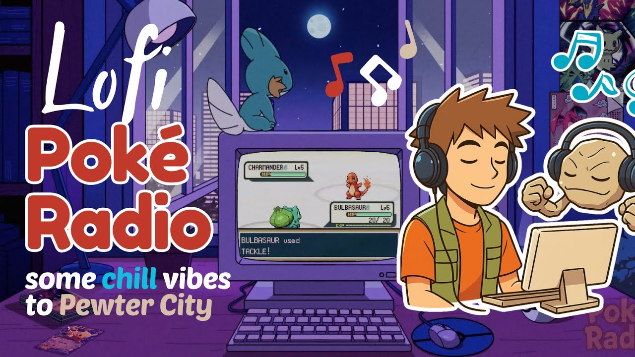 [Poké Radio] 🎵🎧 some chill vibes to Pewter City | Chill Study Music | Lofi and Rain Sounds