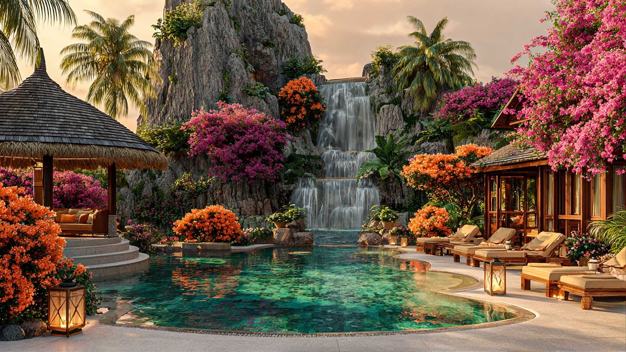 Calming Rainforest Oasis 🌿🌧️ Tropical Birds & Waterfall for Focus, Study, & Relaxation