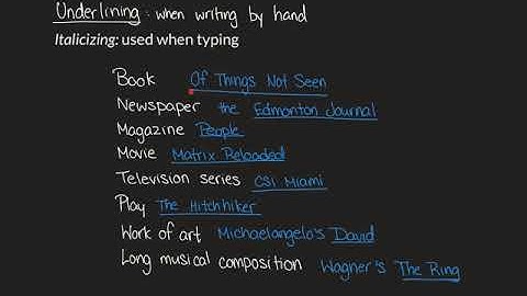 Using Quotation Marks, Underlining, and Italicizing in Titles