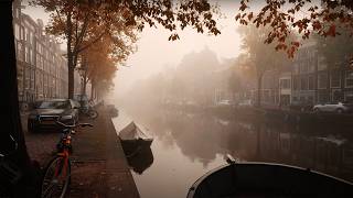 Misty Autumn Morning Walk in Amsterdam, 4K UHD Binaural