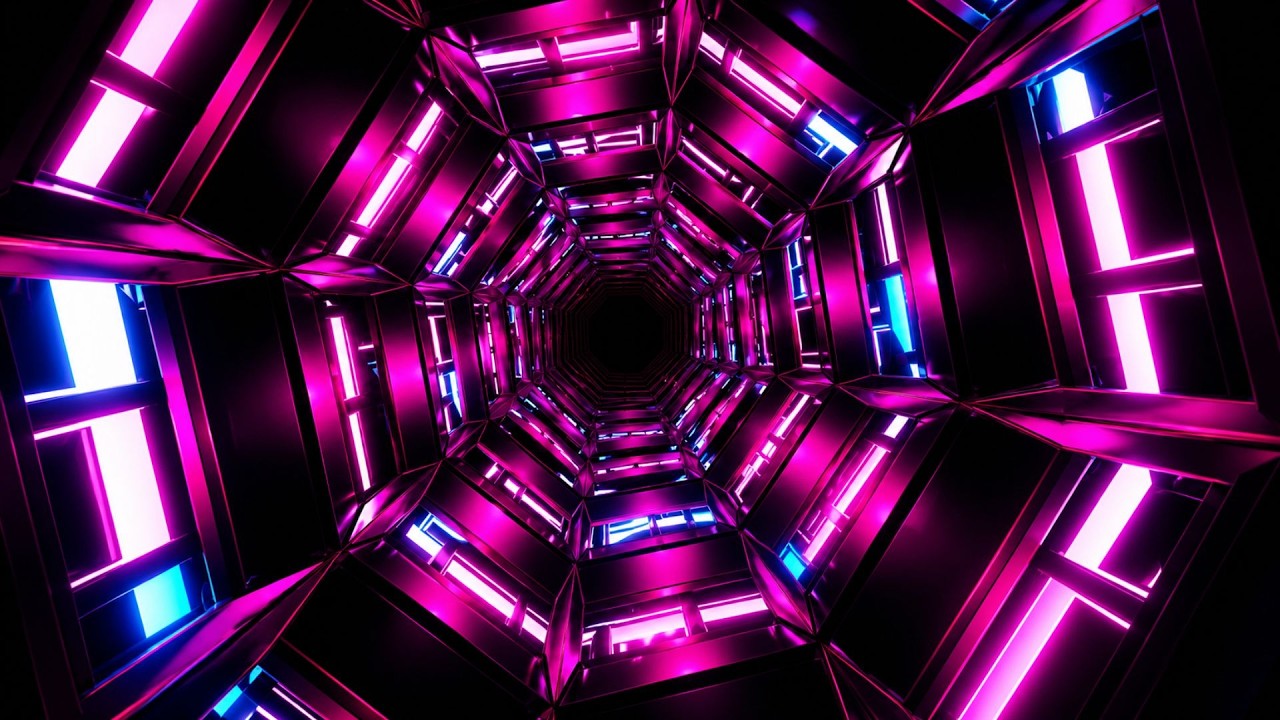 🎥 4K TUNEX – Futuristischer Rosa Neon-Hexagon-Tunnel | 2 Stunden (Ohne Audio) 💖⚡✨