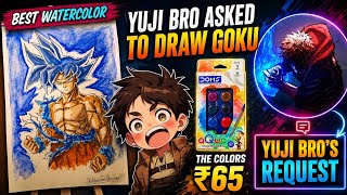 Drawing Goku With ₹65 Watercolor (Yuji Bro Challenge!)