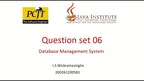 DBMS Question Set 06