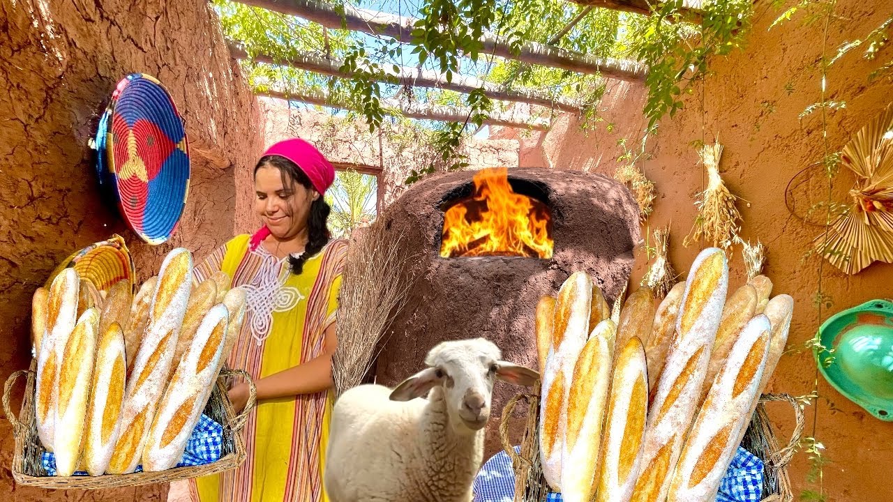 Wood Fired Baguette 🔥Homemade Traditional Bread in Moroccan Countryside