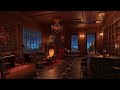 Private Club on a Rainy Night - Rain &amp; Warm Fireplace
