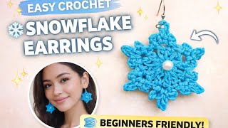 Beginner Friendly Micro Crochet Earrings ❄️ Snowflake Pattern #microcrochetearrings 