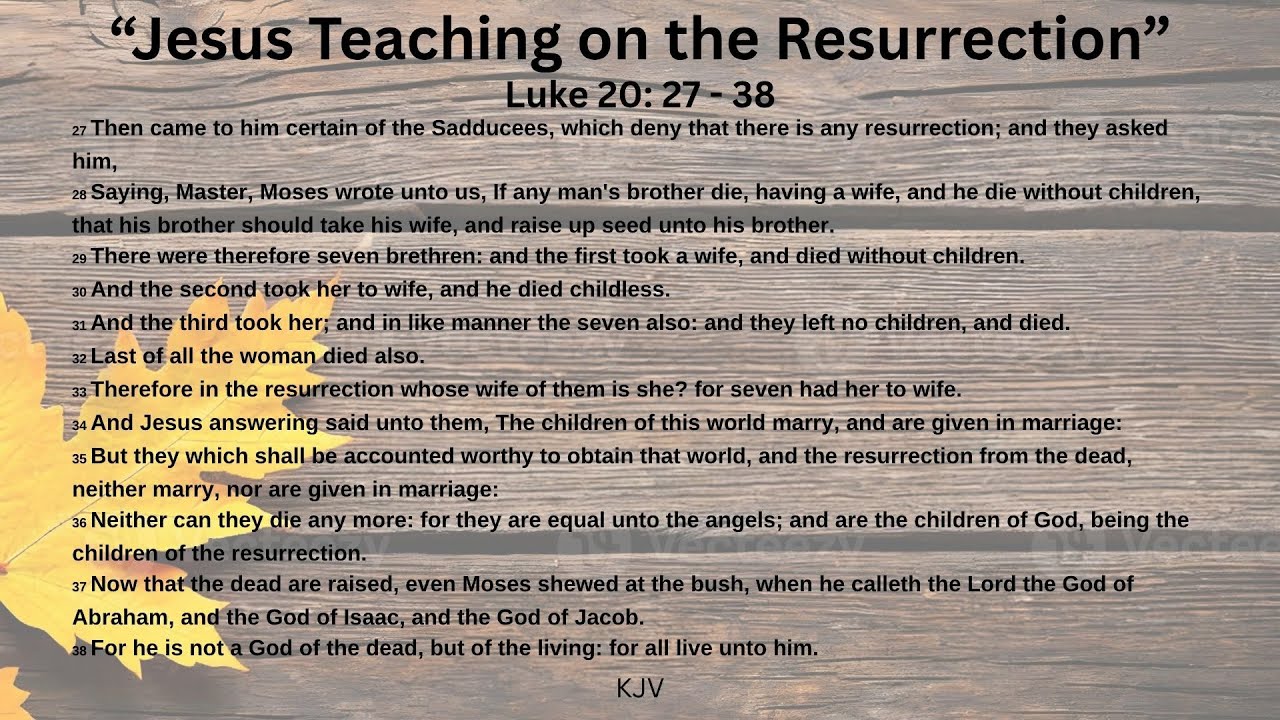 "Jesus Teaching On the Resurrection" Luke 20: 27-27 (Wednesday Evening Service) 10/25/2025