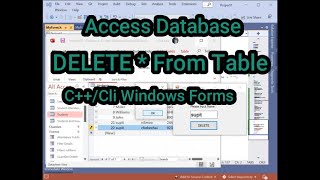 DELETE * FROM Table Access Database C++ Cli Windows Forms ลบข้อมูลจากฐานข้อมูล