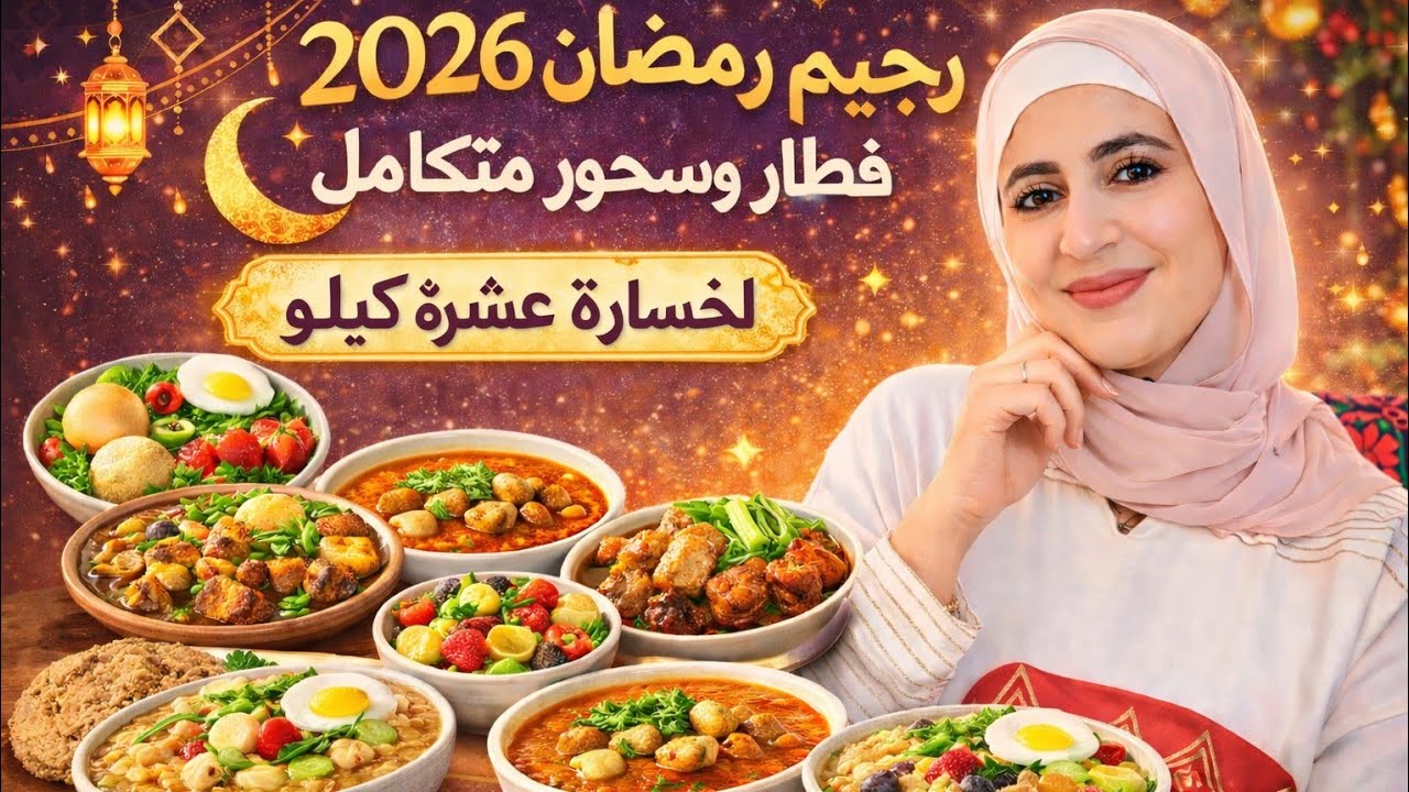 جدول أكل رمضان كامل لخسارة 10 كيلو بدون حرمان🔥فطار وسحور حقيقي
