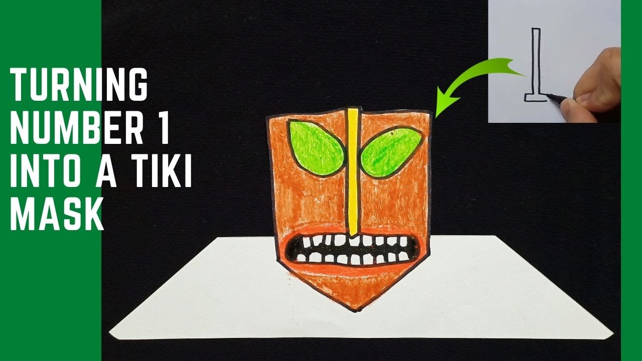 NUMBER 1: How To Turn Number 1 Into a Tiki Mask? | Simple Drawing For Children!