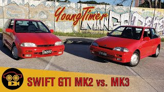 INFORME YOUNGTIMERS - Suzuki Swift GTI 16 Valve Twin Cam MK2 1990 vs MK3 1993 Color ST Germain Red