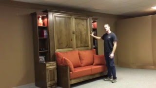 Jordan Murphy Bed with Sofa Sorry about the video quality. Better pictures can be found here: http://www.wwbeds.com/jordan-murphy Raised panel front murphy