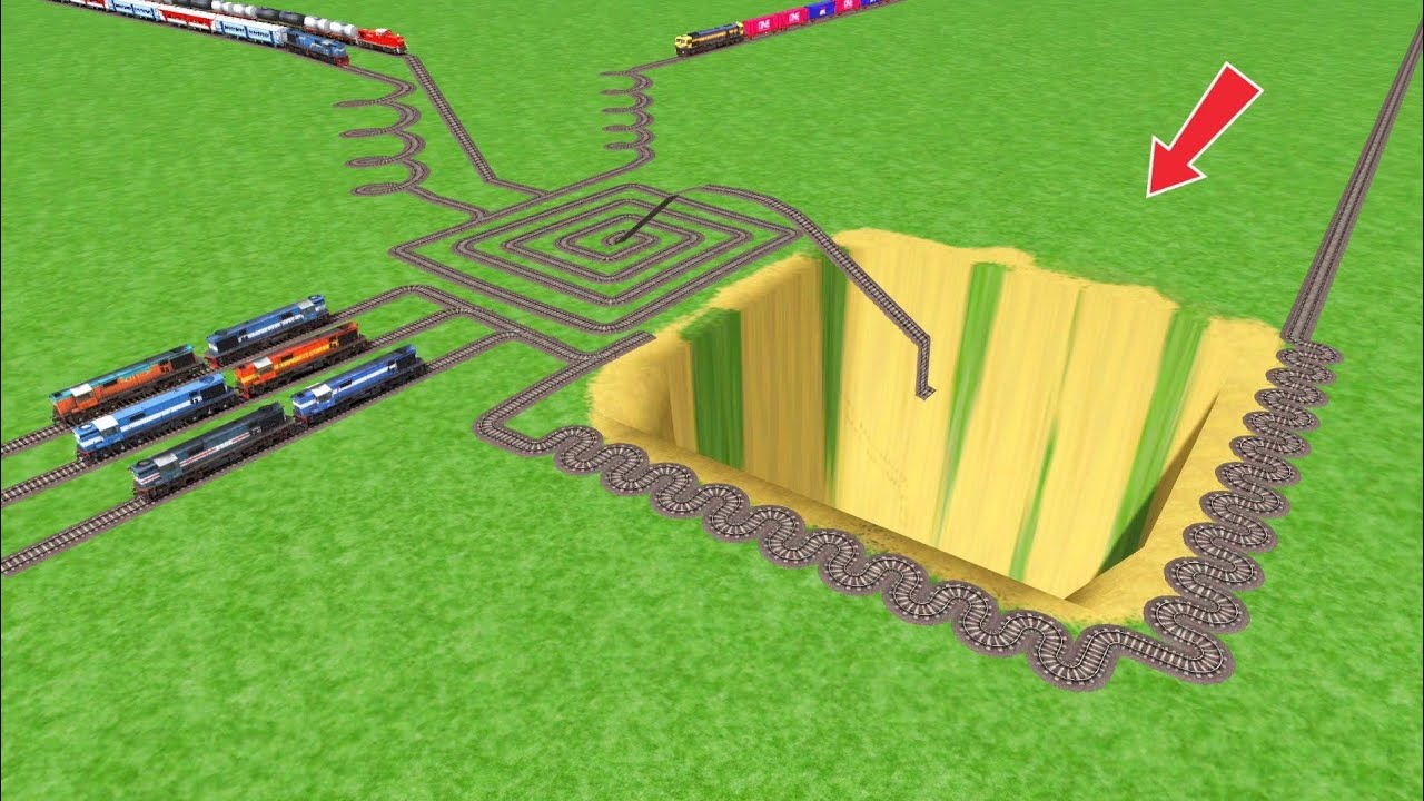 IMPOSSIBLE TRAIN CROSSING AT SNAKE 🐍 ZIG ZAG 🦺 RISKY FLY TRACKS RAILWORK BEANG DRIVE 