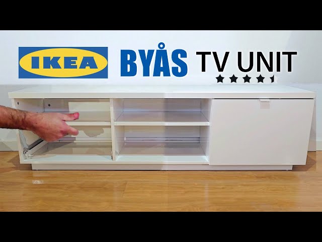 IKEA BYÅS テレビ台 ホワイト 160cm BYÅS ビーオース テレビ台, ハイグロス ホワイト, 160x42x46 cm