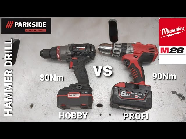 Parkside Performance 60 Nm vs. 80 Nm compact drill vs. hammer drill. 