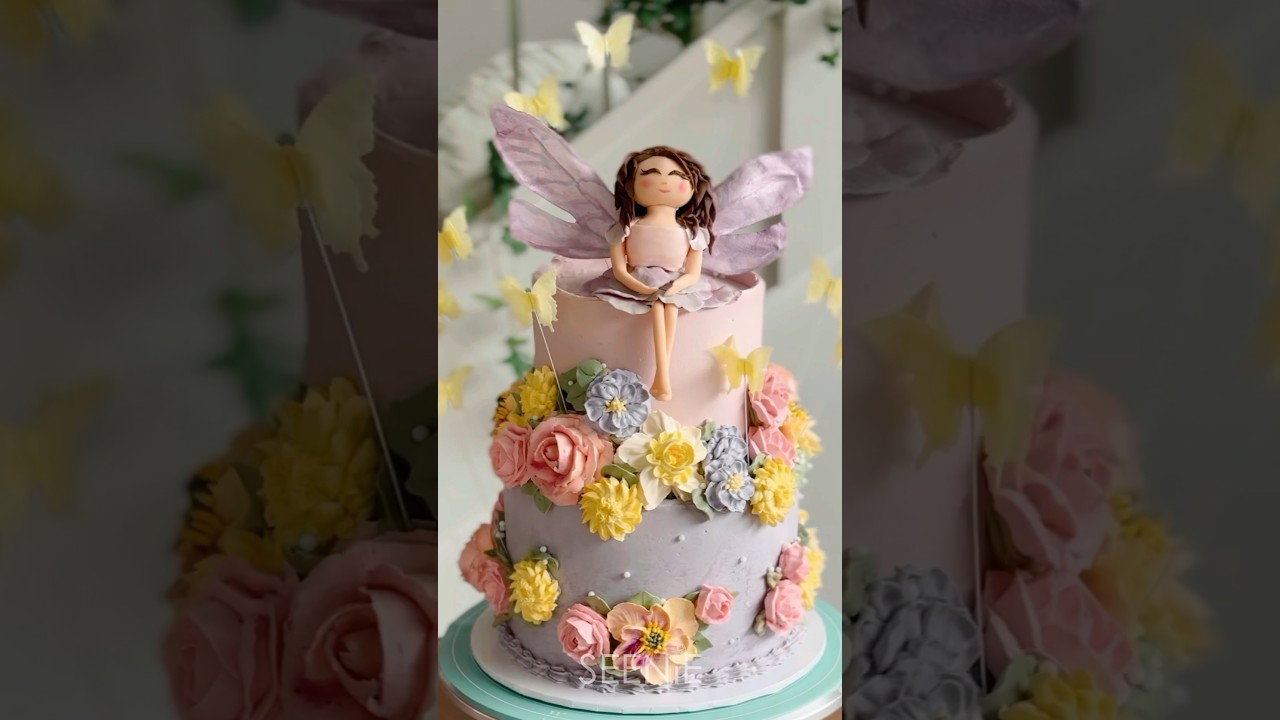 Pink and purple fairy cake 