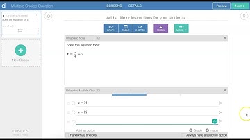 setting up a multiple choice question in Desmos