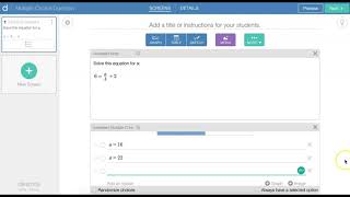 setting up a multiple choice question in Desmos