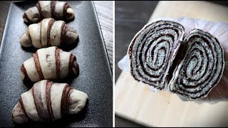 ครัวซองต์ม้าลาย ต้นทุนต่ำ หวานน้อย Marble (Chocolate) bread - by Dimple kitchen - ครัวลักยิ้ม