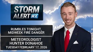 Few rumbles Tuesday night, elevated fire danger Wednesday