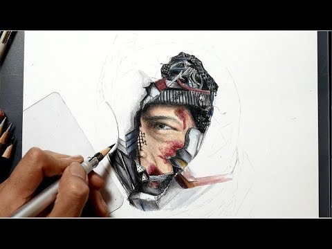 仮面ライダー剣 ギャレンのマスク割れを描いてみた 色鉛筆 Youtube