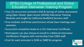 SFSU Intervener Program — Quick Info
