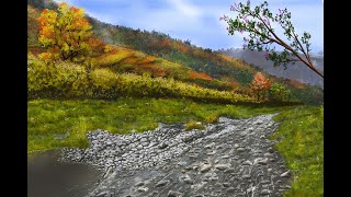 Digital Painting Landscape with Water Animation Effect  (Paintstorm Studio + Wallpaper Engine)