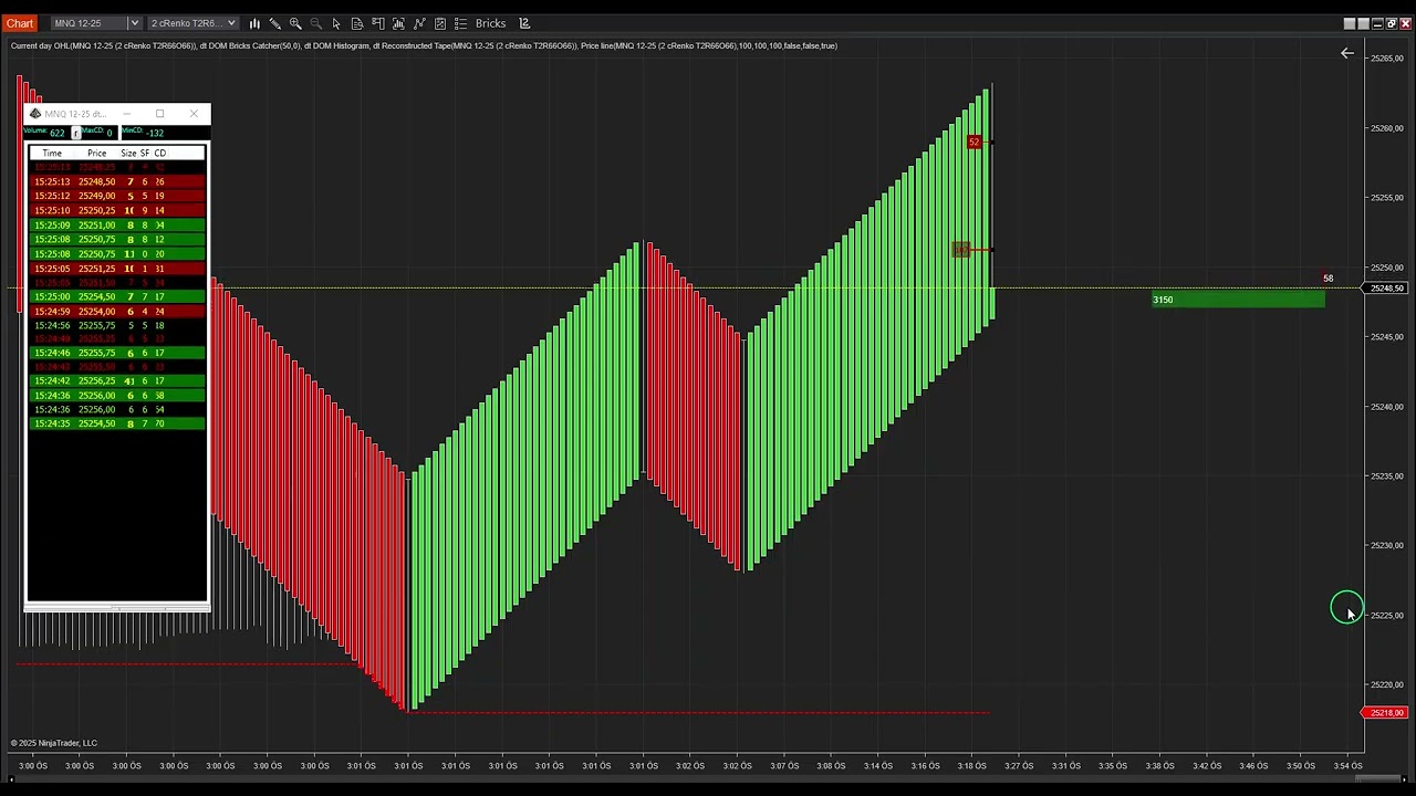 MNQ Scalp Setup — DOM, Tape, Passive & Aggressive Orders with Candle + Renko Chart