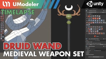 3D Modeling in Unity - Timelapse of Modeling & Unwrapping a Druid Wand of Medieval Weapon Set