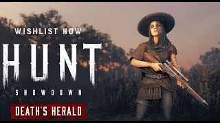 Hunt: Showdown - Deaths Herald
Brand new Deaths Herald DLC is available now! This DLC contains one Legendary Hunter, one Legendary weapon, and one Legendary tool: Sofia, Weeping Marigold (Vetterli 71 Karabiner Marksman), and Eye for an Eye (Throwing Knives).
Marked by death at birth, Sofia thought her visions a blessing until the day they led four dark figures to her family home. Flames consumed everything they touched, and as she watched, the horizon turned a yellow-red, familiar faces melted like wax, twisted in agony, and four gunshots echoed in the night, each followed by the cry of a familiar voice of a family member crossing through the veil.
When the last ember died, Sofia performed an old blood ritual, seeking guidance from Death. In that final vision, she saw bloated corpses, an old wooden gate, and a woman presiding over a cemetery blanketed with marigolds; her face blank and smooth, and her bony finger pointed at northeast.
Sofia followed the signs in pursuit of the Four. Death is ever-present in the Bayou, stalking any foolish enough to tread among its corrupted inhabitants. And so Sofia – said to be messenger and herald to that dark and ever-present Reaper – inevitably found her way to Louisiana, where she could be close to the source of her visions, and attempt to satiate her desire for vengeance. The American Hunter’s Association did not think twice to initiate her, and she now leads the dead – and the living – in the Bayou to their final sleep with the barrel of the Weeping Marigold and the blades of Eye for an Eye at her side, always searching.
Hunt: Showdown is a first-person shooter survival horror video game published by Crytek. The game is set in the late 1890s, and details the hunters who take down various monsters that have since overrun the world. Hunt: Showdown - Deaths Herald