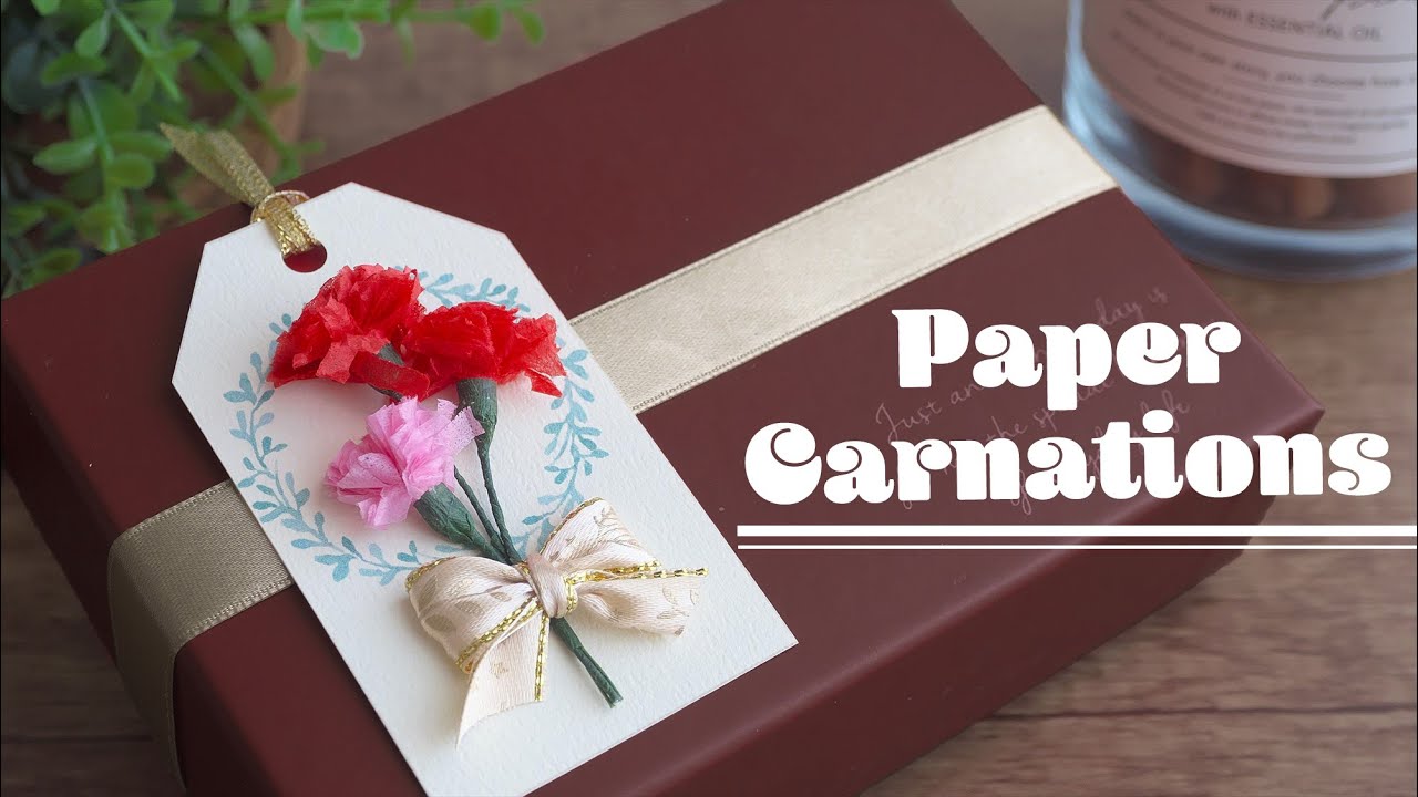Как сделать бумажные ярлыки с гвоздикой - DIY How to Make Carnation Paper Tags for Mother's Day