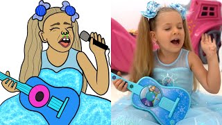 Diana and Roma play with Frozen 2 funny drawing meme