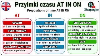 Przyimki czasu AT IN ON angielski gramatyka - Prepositions of time at/in/on in English