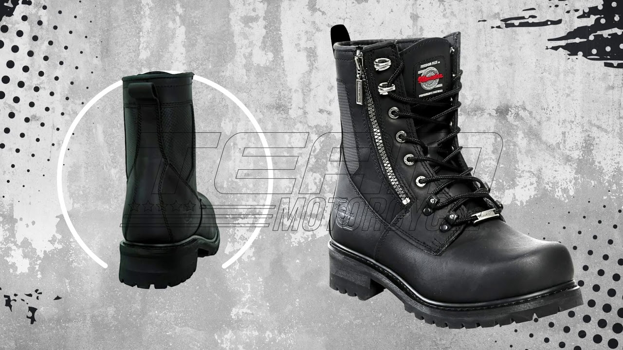 Mens Milwaukee Motorcycle Clothing Company MMCC Trooper Motorbike Biker Riding Black Leather Boots