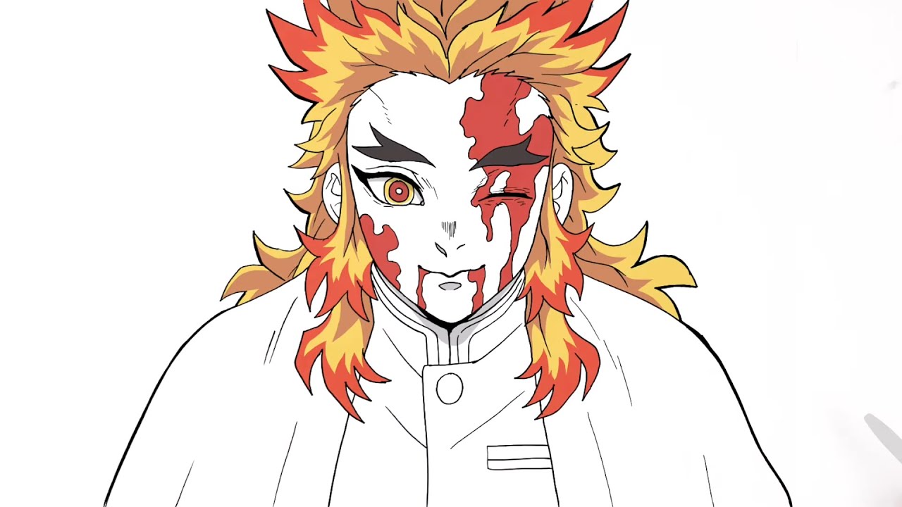How To Draw Rengoku Head Held High Step By Step Demon Slayer